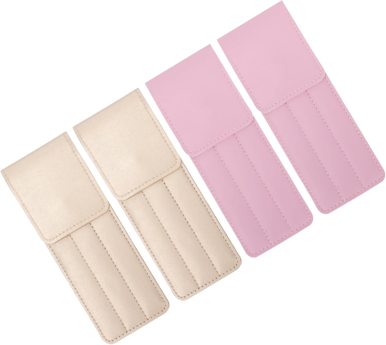 4Pcs Pink PU Synthetic Skin Beauty Tool Bags for Tweezers Storage