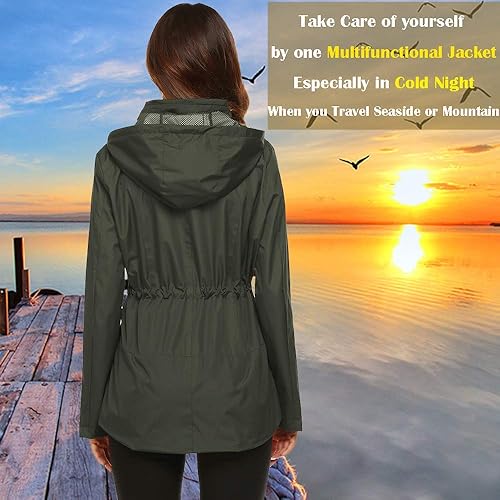 Miniatura 4 de ZHENWEI - Chaqueta impermeable para mujer con forro, impermeable deportivo para exteriores, caminata o viajes