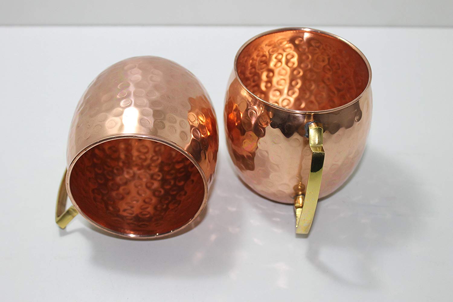 Indian Solid Copper Mug Handmade Hammered Moscow Mule Mugs Beer Mug with Brass 450 ml Pure Copper Handle Capacity (pack 8)