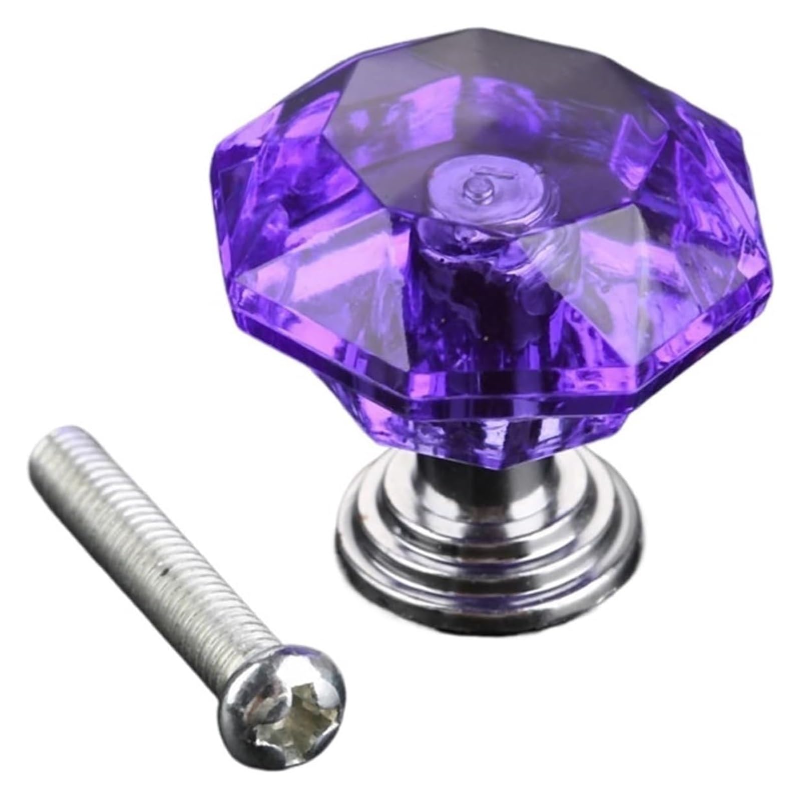 6-Pack 24mm Crystal Diamond Cabinet Door Drawer Knob(Purple Knob)