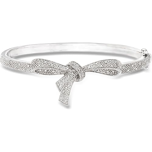 Ross-Simons 0.15 ct. t.w. Diamond Bow Bangle Bracelet in Sterling Silver