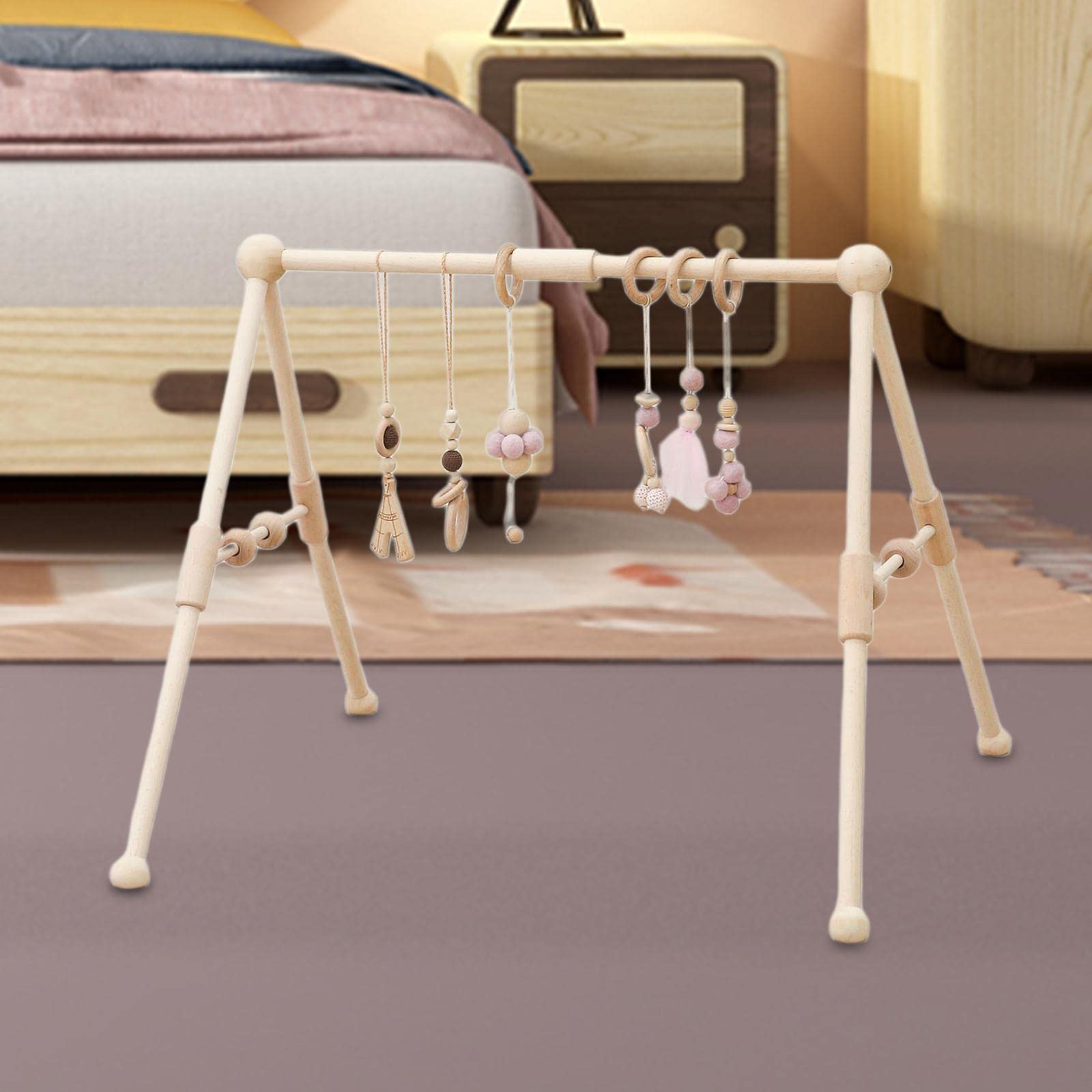Hängender Aktivitätsbogen Aus Holz, Babyzimmerdekoration, Faltbares Babyspielzeug