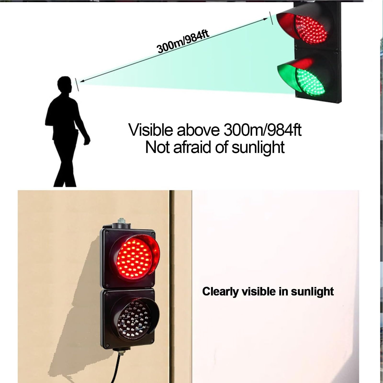 Semáforo de 8 Pulgadas, 2 LED Rojo/Verde, for Muelle de Carga, con Controlador de botón, for Carreteras, peajes y accesos residenciales.
