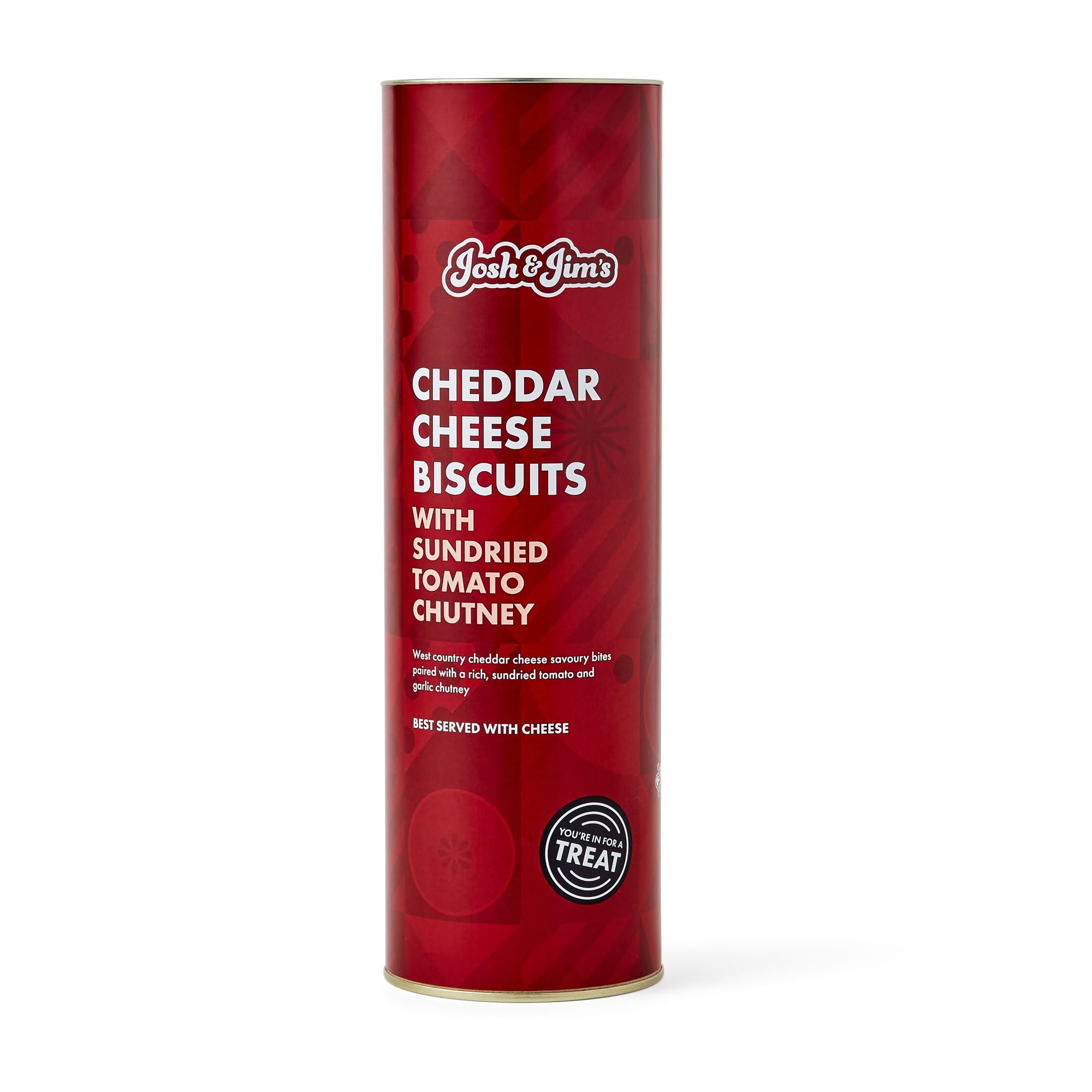 Josh & Jim's - Gourmet Cheddar Biscuits with Sundried Tomato Chutney, Rich Garlic & Smoky Taste, Low-Salt, Vegan, Ovo-Lacto Friendly, 240g