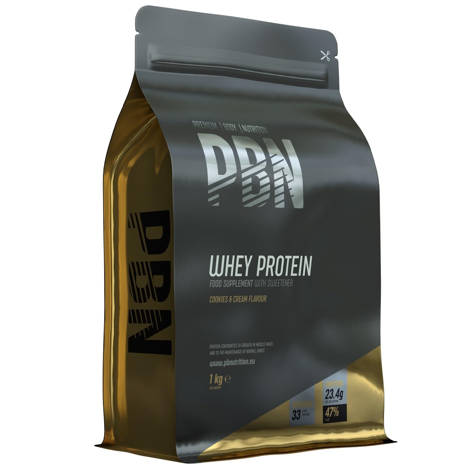 PBN - Premium Body Nutrition Protéines Whey 1kg Cookies et Crème, Nouvelle Saveur Améliorée
