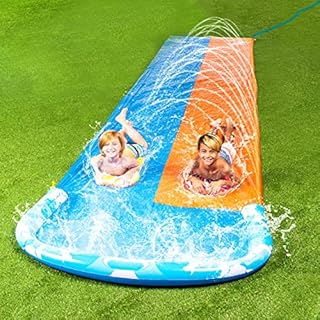 JOYIN 20ft Slip and Slide Water Slide with 2 Bodyboards, Slip n Slide Summer Toy with Build in Sprinkler for Backyard and Outdoor Water Toys Play 20ft x 62in