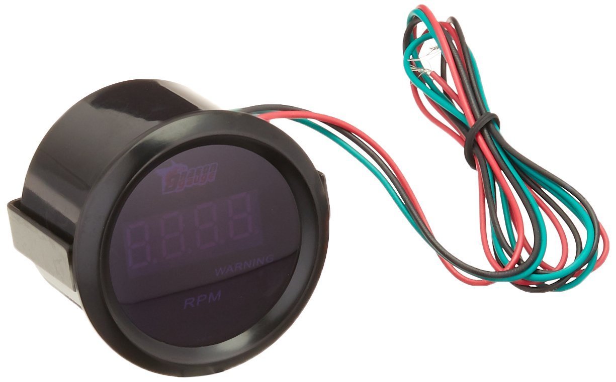 Black Docooler Digital Tachometer Tach Gauge for Auto Car 52mm 2in