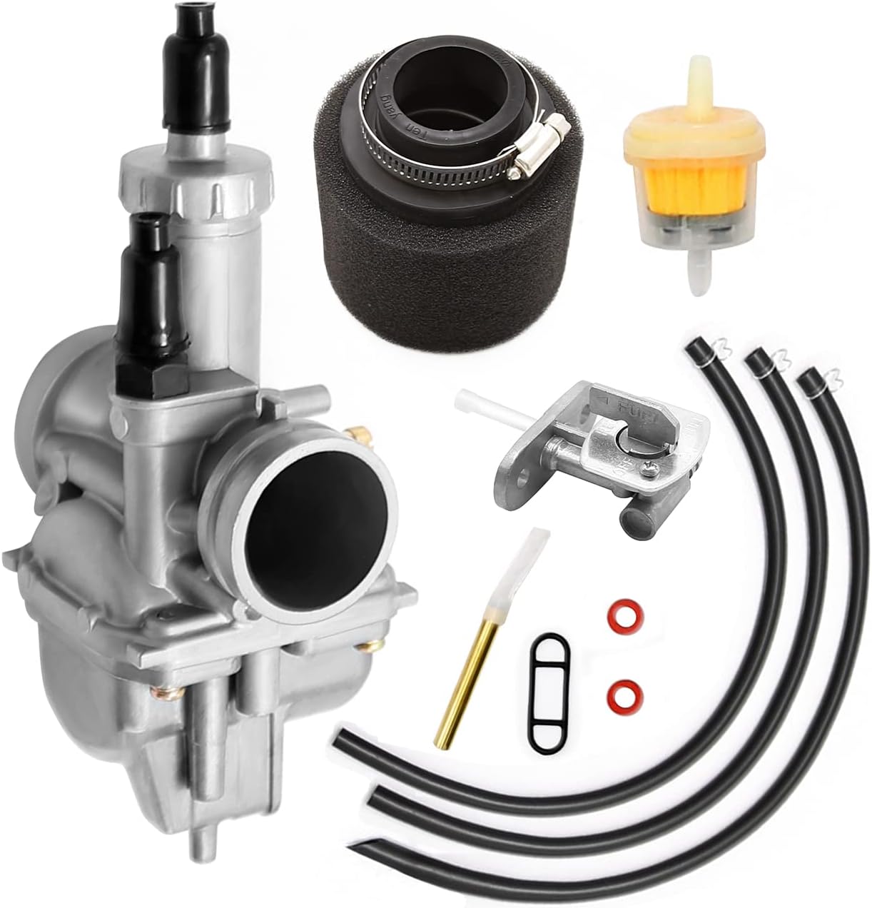 laffoonparts Carburetor Replacement for Kawasaki Bayou 220 KLF220 KLF 220 1988-1998 Replacement for Bayou KLF 250 2003-2011 Replace#15003-1080 with air Filter and Fuel Gas Petcock Valve Switch