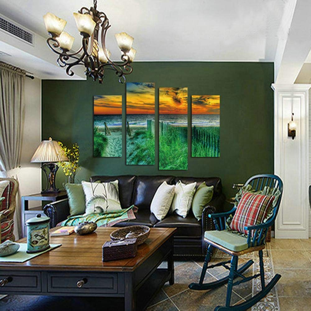 Art mural pour salon peinture quad paysage sunset seaside toile encadrée