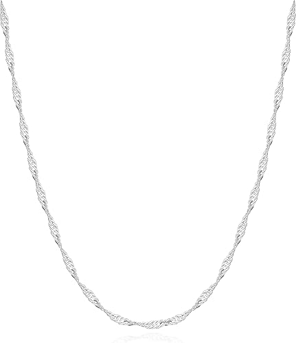 Waitsoul 925 Sterling Silver Singapore Chain Lobster Clasp 2mm Necklace for Women Silver Chain for Women Silver Necklace Chain for Grils