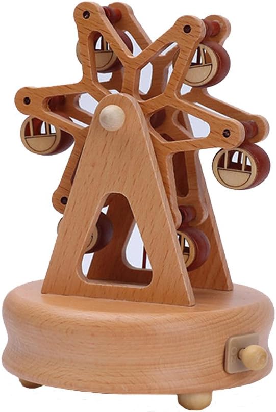 Funny Wind Up Wooden Musical Box Melody Carrying Pressure Relief Perfect as Home Decor Birthday Christmas Party Gift for Kids Friends Parents (Ferris Wheel A)
