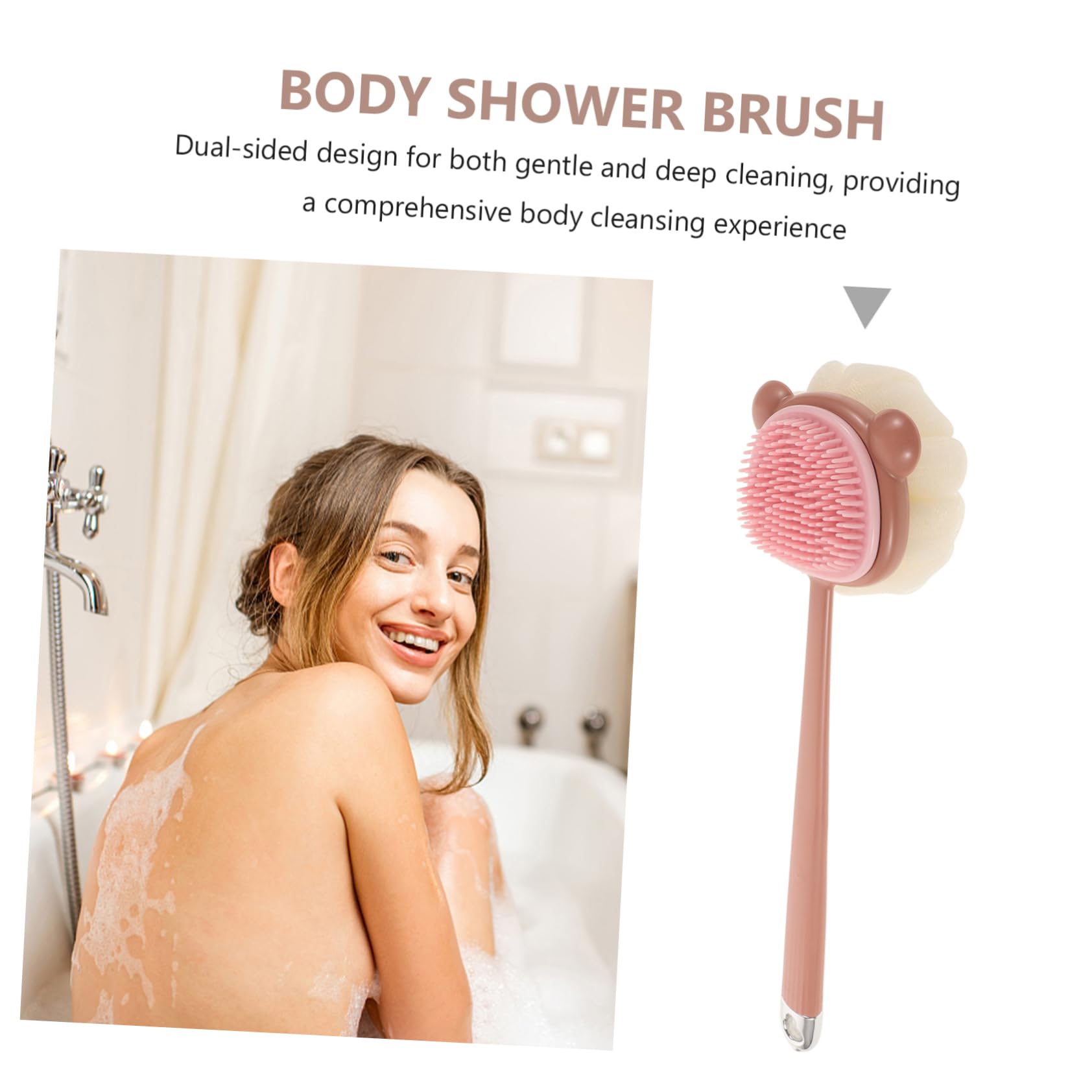 OSALADI 3pezzi Spazzola Da Bagno Esfoliante Dual-sided Con Manico Lungo Scrubber Per Schiena e Corpo Morbido Perfetta Per Doccia e Pulizia Della