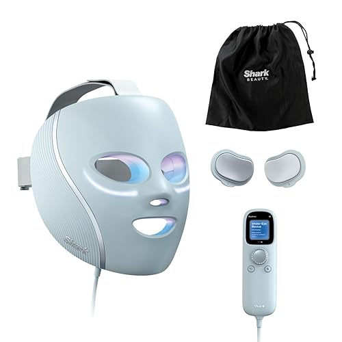 Shark CryoGlow LED Face Mask with Under-Eye Cooling, Anti-Ageing & Blemish Repair, Red & Blue LED, Infrared Light Therapy, USB-C, Remote Control, Storage Bag, Adjustable Straps - Cryoglow - Blue Frost