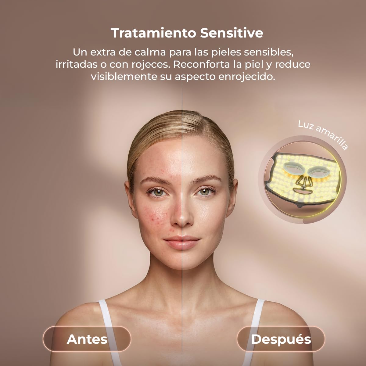 Cecotec Máscara Facial LED 9 Colores - 448 Puntos de Luz FaceCare LÜM Ice | Silicona Flexible libre de UV, 9 Funcionalidades, Luz Infrarroja (NIR), 112 LEDs (448 chips), Accesorios Efecto Frío