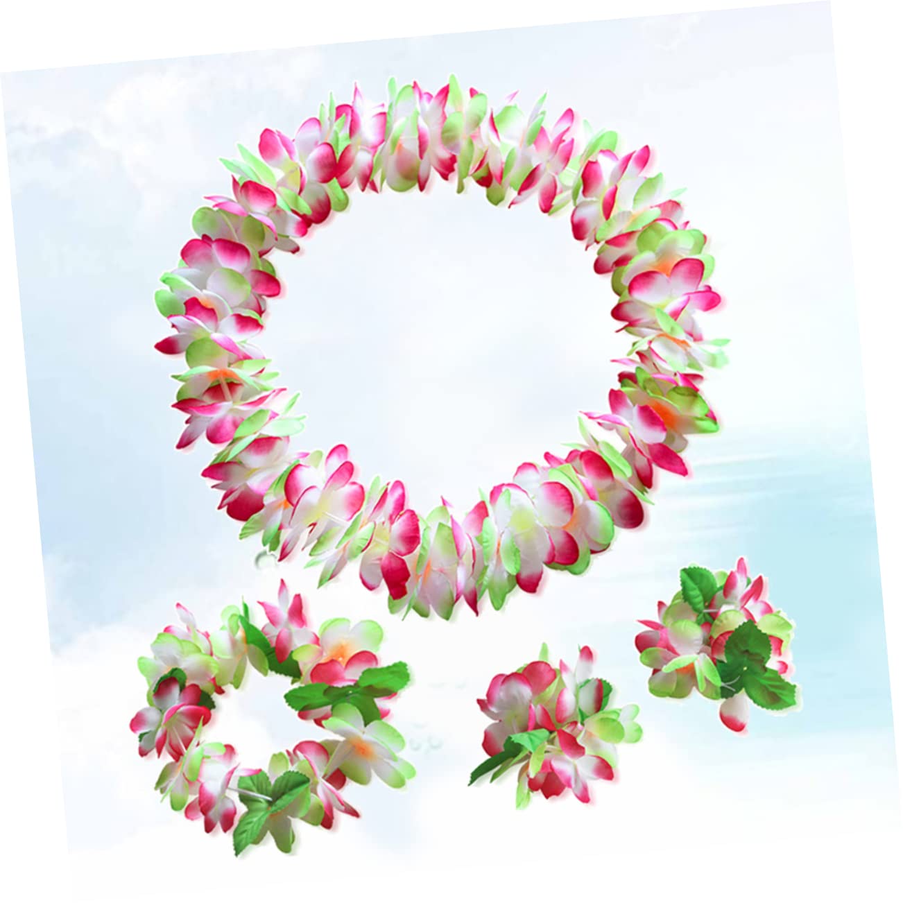 TOYANDONA 12 Pulseras De Flores Tropicales Pulseras De Flores Hawaianas Diadema De Flores Collar De Fiesta Hawaiano Collar Floral Hula Suministros De Decoración para Fiesta Luau