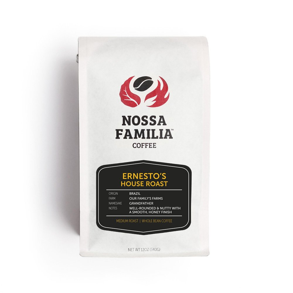 Brazil Medium-Roast Pour Over Coffee- Fair Trade Whole Coffee Beans- Medium Roast with Low Bitterness- Roasted Whole Coffee Beans- Sourced from Small Peruvian Farms- Ernesto's House 12oz