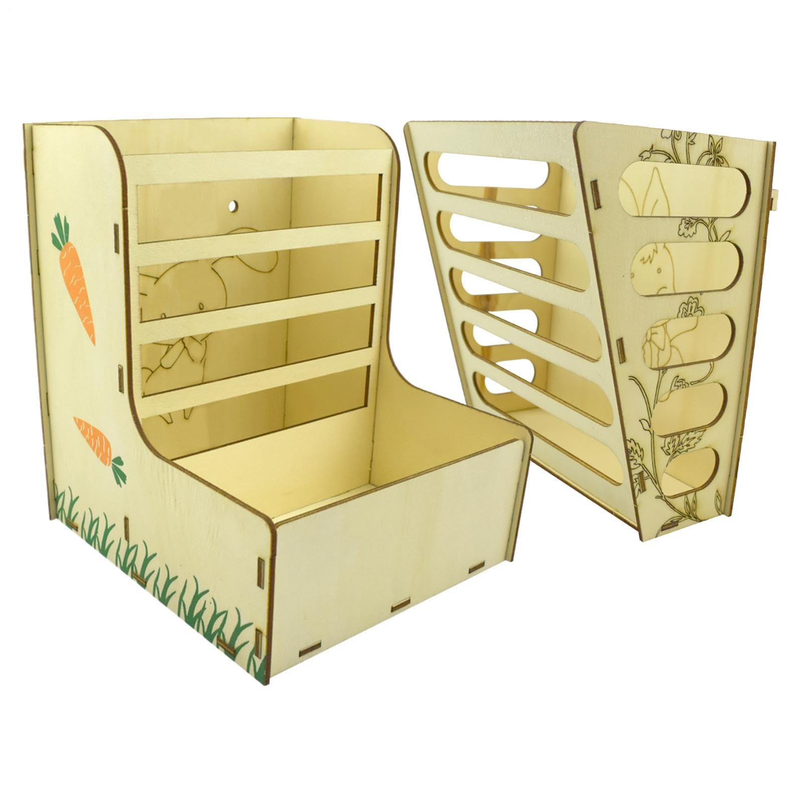 Porta heno para conejos y hámsteres de madera multifuncional
