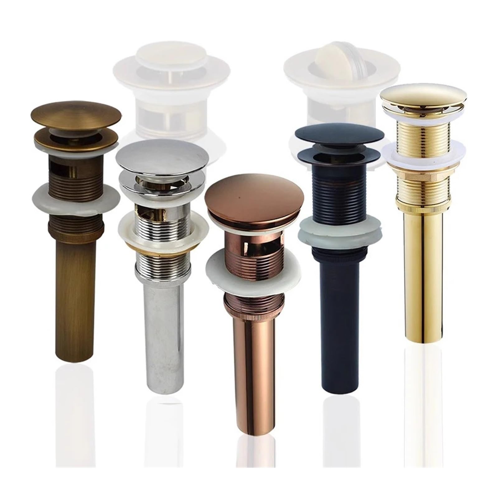 1 pezzo di tappo di scarico for lavandino pop-up in ottone con finitura dorata con foro di troppopieno, accessorio for il bagno con tappo for lavabo a sifone(Gold no overflow)