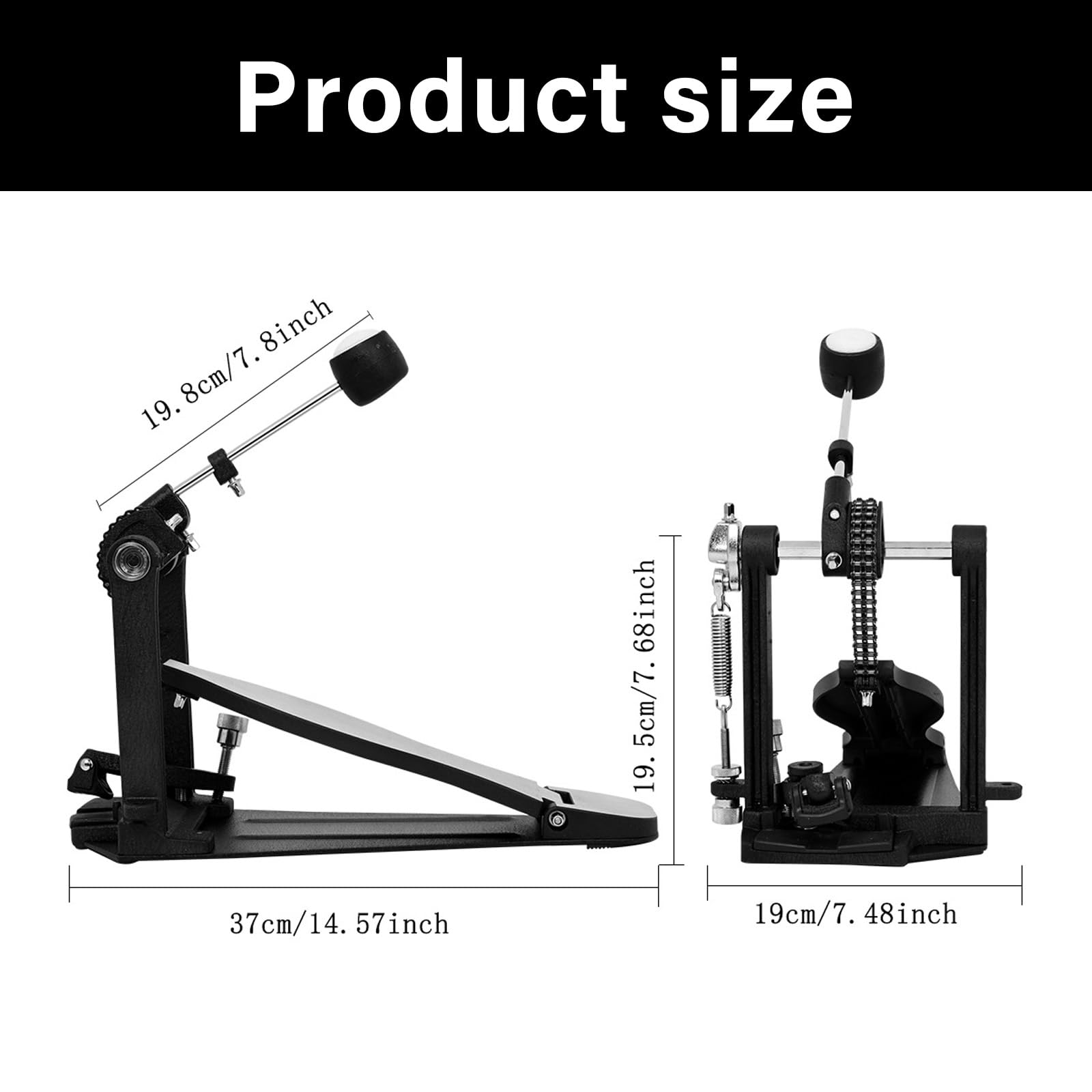 Pedale per grancassa con doppio controllo stabile antiscivolo Pad Metallo Drum Pedal per batteria acustica elettronica