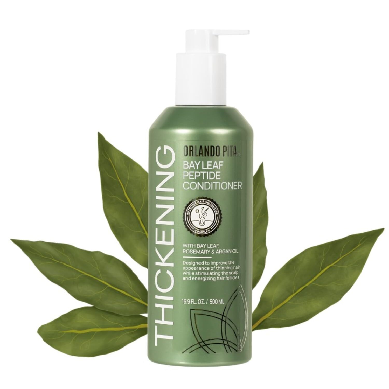 ORLANDO PITA PLAYBay Leaf Peptide Conditioner For All Hair Types, Supports The Appearance Of Fuller & Thicker Hair, Designed To Reduce The Visual Signs Of Hair Shedding And Fallout, 16.9 fl. oz.