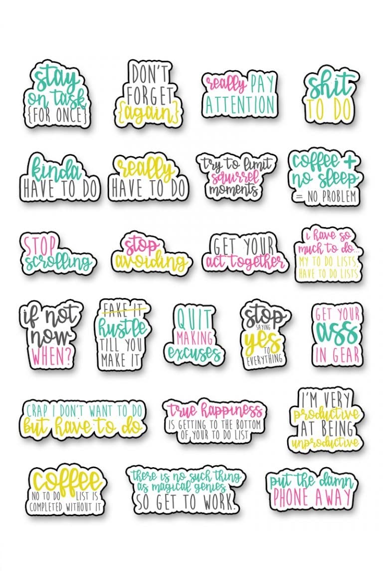 Sarcastic Productivity Stickers- Pack of 23 (Vinyl Stickers, Multipurpose use for Laptop/Mobile/Bike/Luggage/Bottle/Guitar/Journal), 2.5 x 2.5 inches, Multicolor (B0BYPFCMTG) Amazon Price History, Amazon Price Tracker
