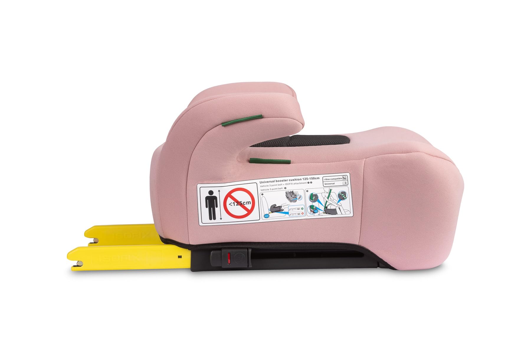 CARETERO - Sitzerhöhung Auto Kinder Isofix - Kindersitzerhöhung 125-150 cm - Autositzerhöhung mit Armlehnen und Abnehmbarem und Waschbarem Bezug - ECE R129/03 und i-Size Konform - Rosa