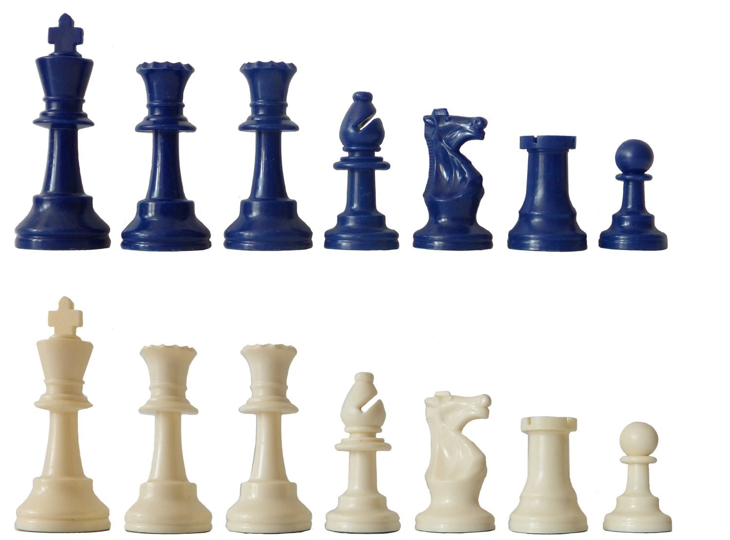 SchachQueen Chess Pieces Plastic King Size 97 mm blue/white
