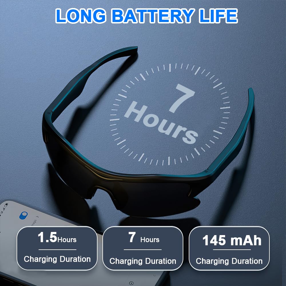 Smart Audio Gafas de Sol 5.2 Bluetooth Inalámbricas,Gafas Inteligentes | Auriculares Abiertos, Protección UV, Navegación por Voz, Adecuado para Deportes al Aire Libre, Correr y Ciclismo
