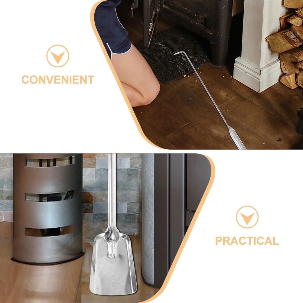 PRETYZOOM Fireplace Tool Set Indoor Long Cast Iron Fire Shovel and Poker 2-piece Fire Pit Tool for Ash Management Wood Stove Campfire Place Set Tools Indoor