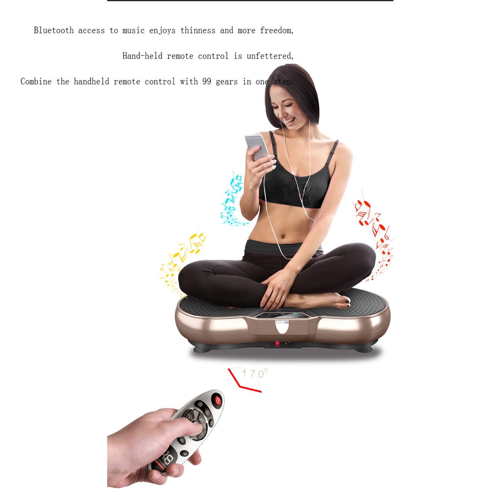 Pedana Vibrante 4d ， Allenatore Fitness Vibrante, per dimagrire e tonificare, Telecomando + Altoparlanti Bluetooth + Fasce di Resistenza (Dimensioni: 70 * 40 * 12,5 cm, Colore: 05)