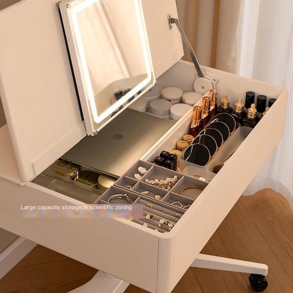 Schminktisch Nachtschminktisch mit Schminkspiegel, Holztisch Vanity Table Set
