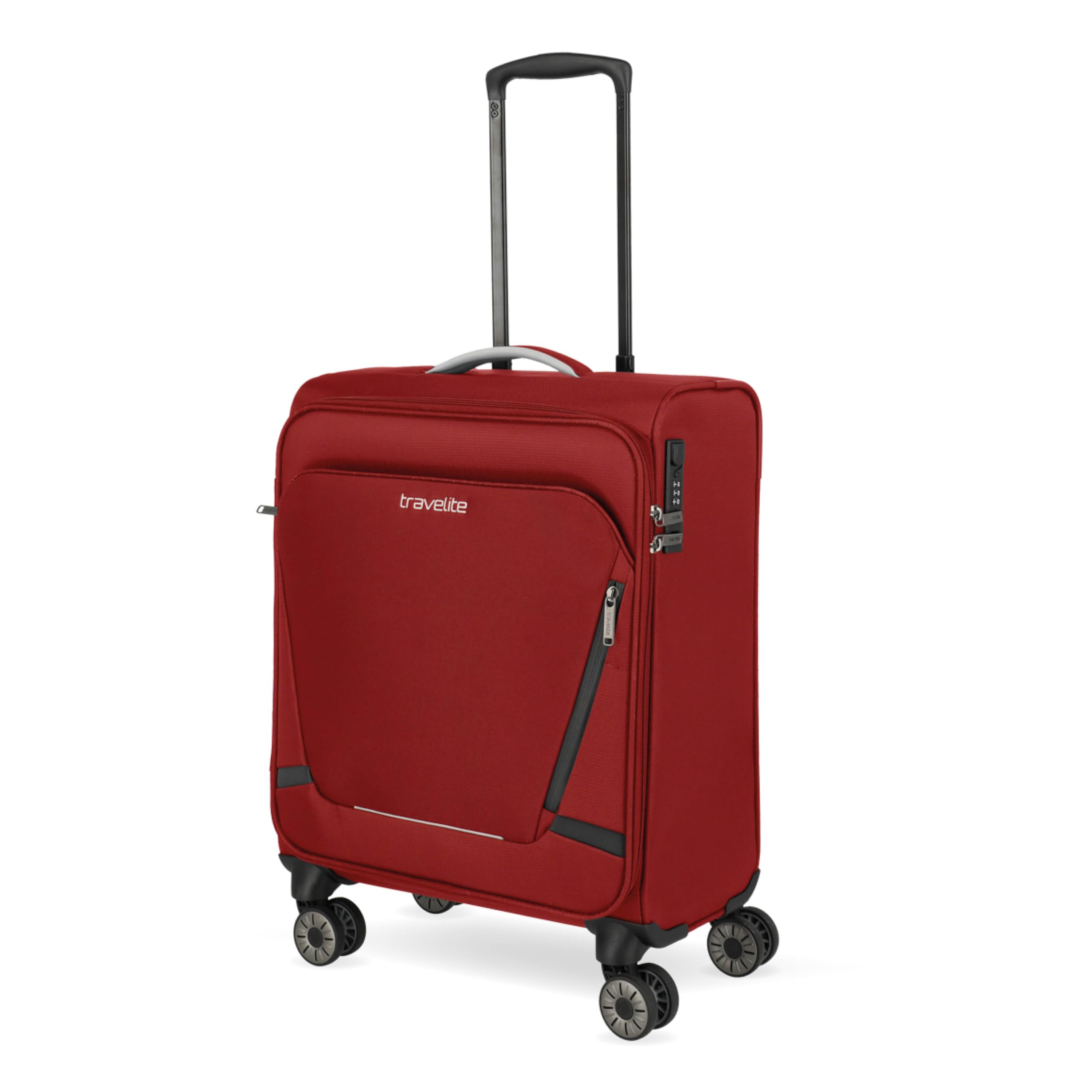 travelite valigia a mano con 4 rotelle per Lufthansa, Austrian + Swiss, serratura a combinazione integrata, trolley da cabina compatto con funzione di aggancio, 55x40x23 cm, 41 l, 2,5 kg