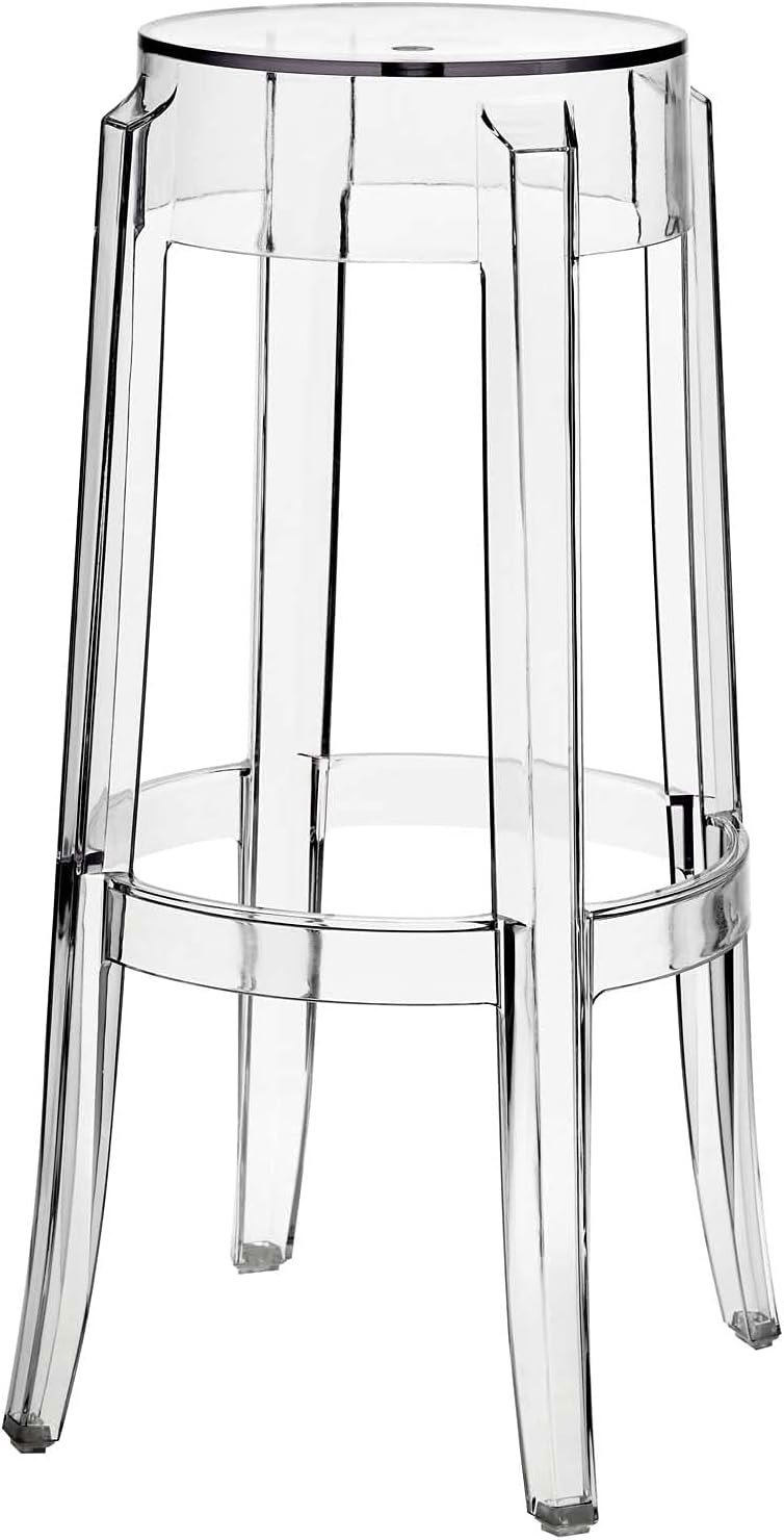 Modway Casper Modern Acrylic Two Bar Stools in Clear - Fully Assembled