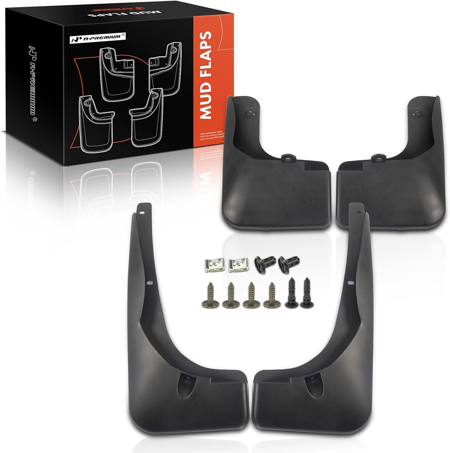 a-premium set of 4pcs mud flaps splash guards mudguards mudflaps with hardware kits accessories compatible with toyota rav4, 2013-2015, sport utility, black color, front lh rh and rear lh rh