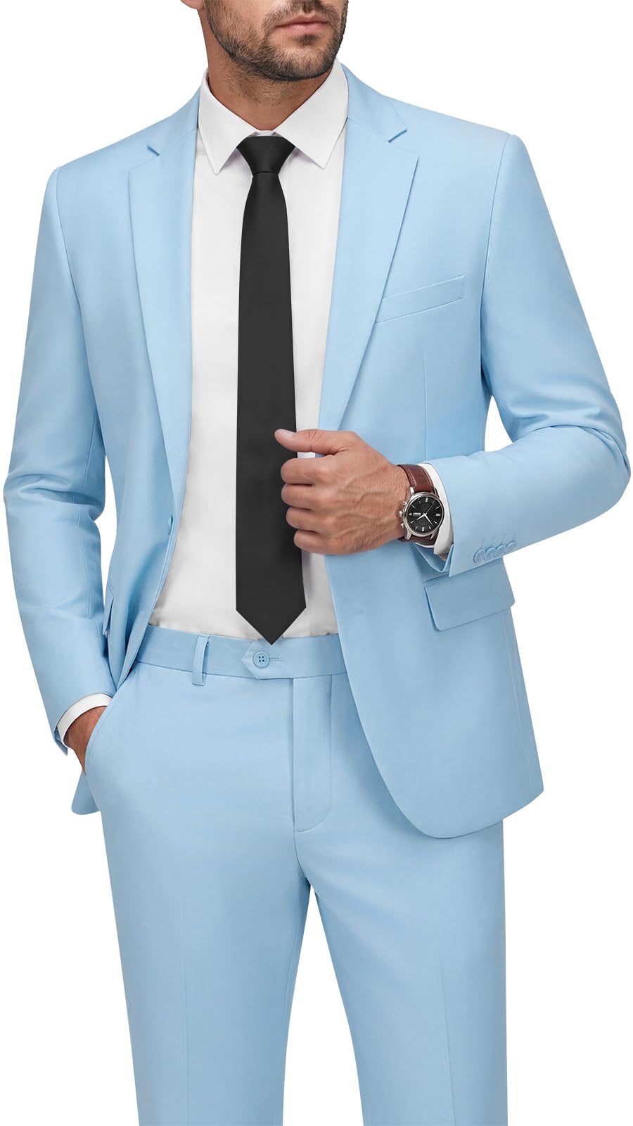 WEEN CHARM Mens Suits 2 Piece Slim Fit One-Button Wedding Tuxedo Suit Set | Notched Lapel Elegant Blazer Trousers Classic Fit Formal Wear Dress Suits for Prom Business Graduation Back to Scho product thumbnail 2