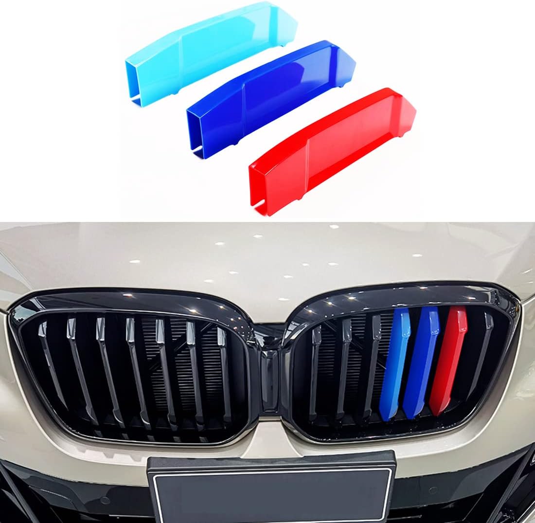Tricolored Grille Insert Trims Compatible with BMW X3 2022 2023 2024 2025 Accessories for w/Standard Kidney Grille (Not for 2022 X3 M40i)
