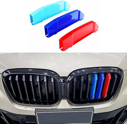 Tiras de inserción de parrilla tricolor Compatible con BMW X3 2022 2023 2024 2025 Accesorios para con parrilla de riñón estándar (No para X3 M40i