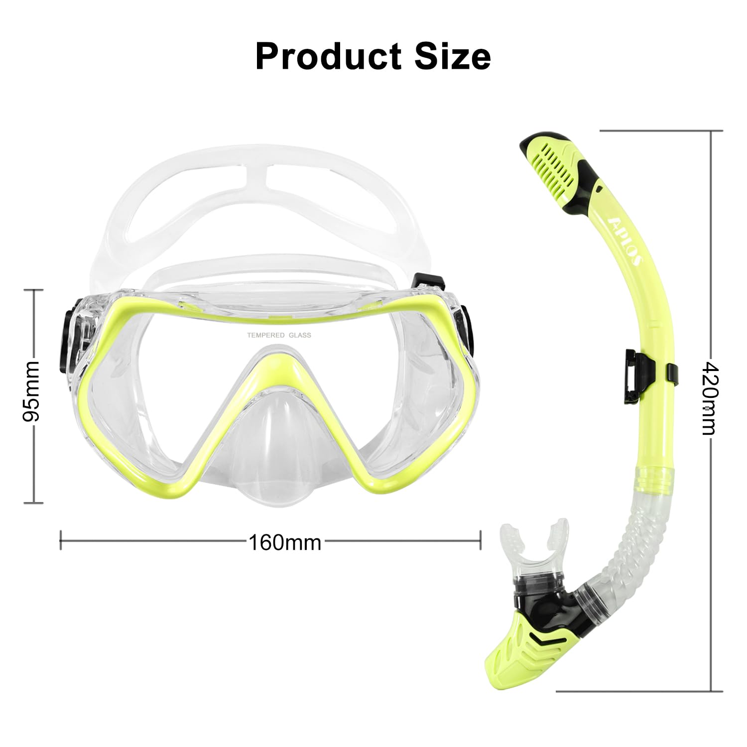 APLOS Masque Plongée Adulte-Masque Tuba Anti-Buée Champ de Vision Panoramique Anti-Fuite Masque Snorkeling Adulte et Tuba pour la Plongée en Apnée, la Plongée en Apnée, la Natation
