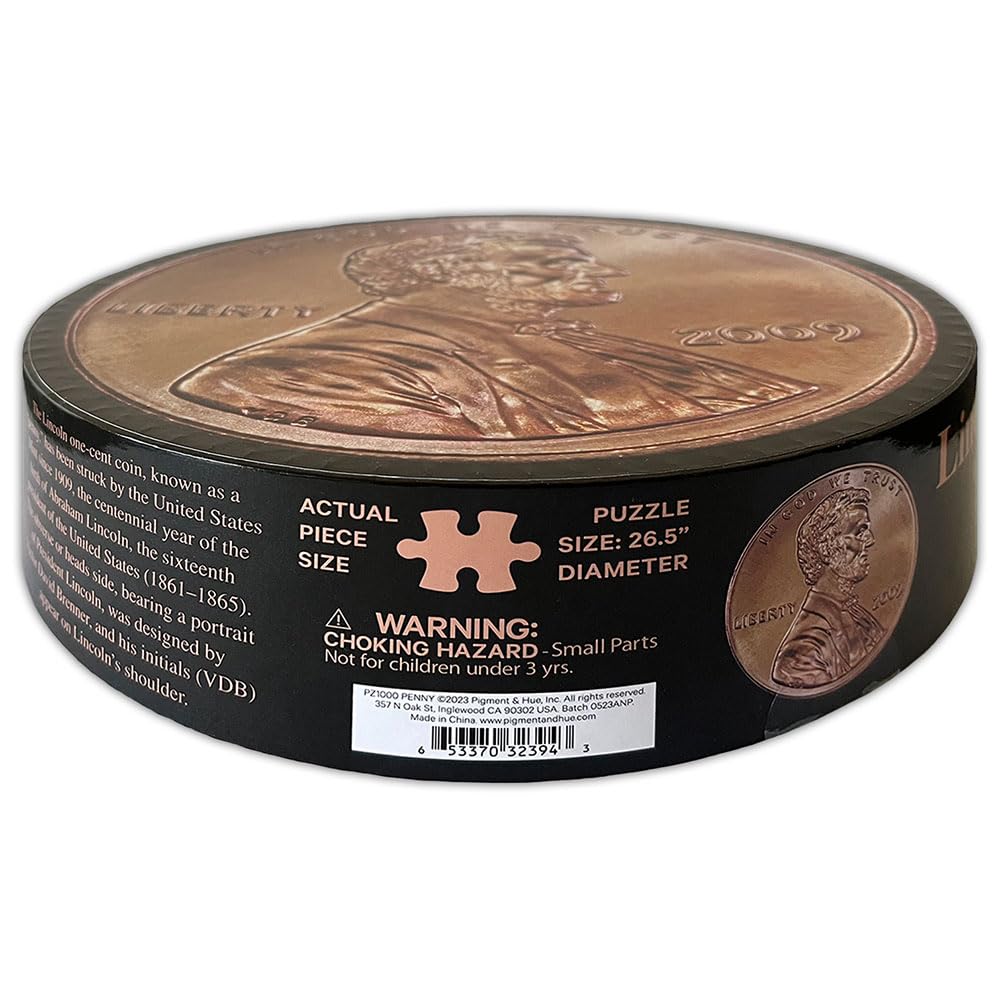 Amazon.com: Lincoln Penny 1000 Piece Round Jigsaw Puzzle for