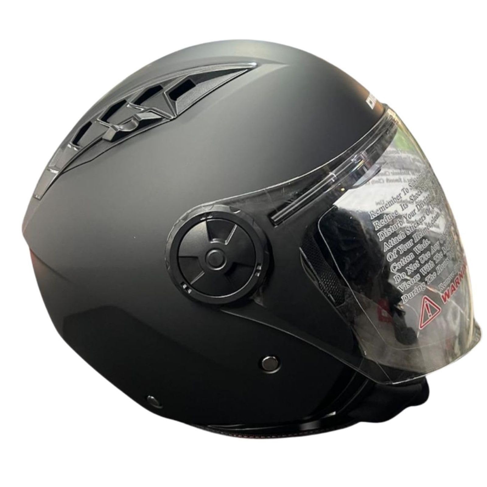 Casco JET Dieffe DF62 nero opaco con visiera e visierino a scomparsa fumè