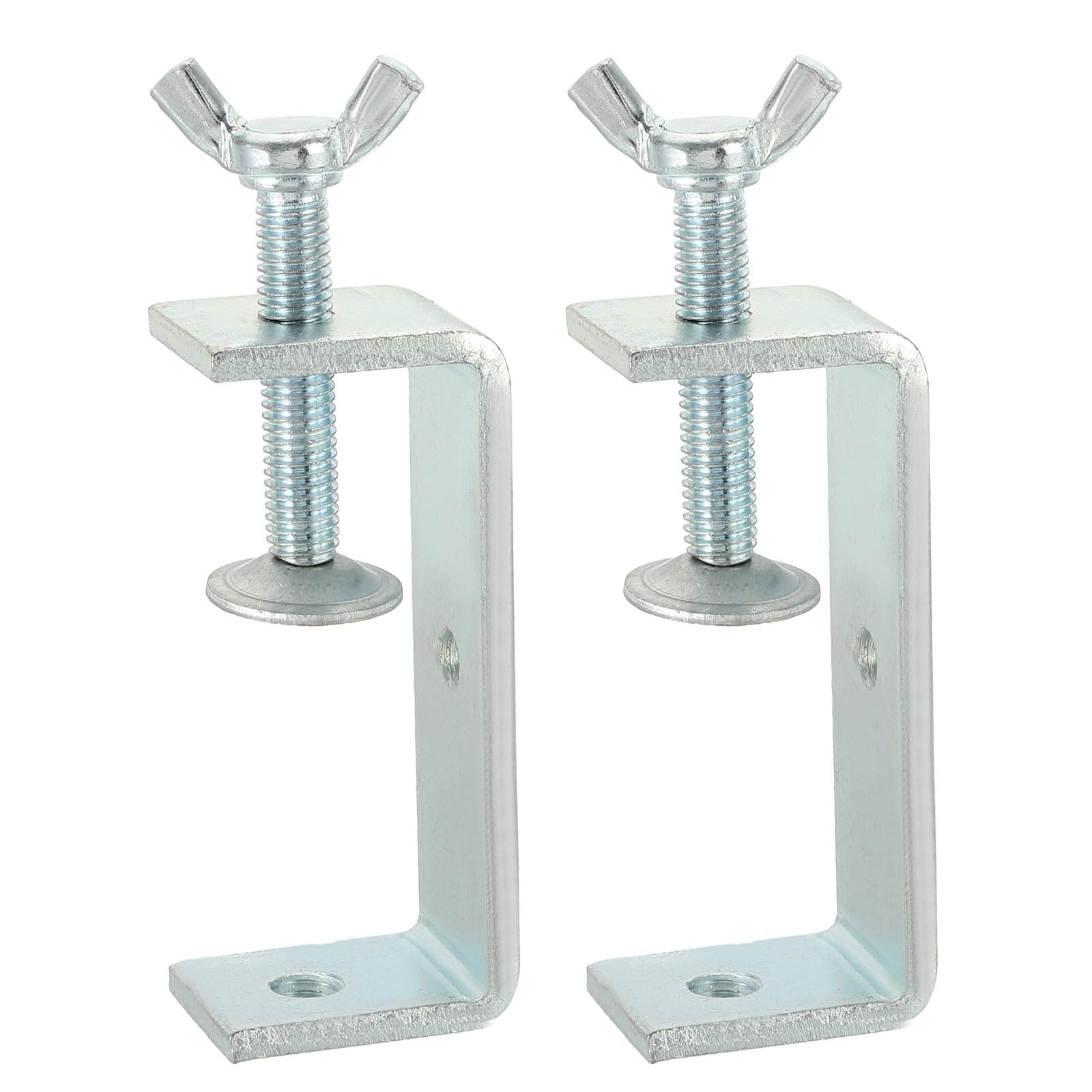 sourcing map 2 Pcs Carbon Steel C Clamps 85mm Square Galvanized Mini Tiger Clamp Adjustable Heavy Duty Metal U Clip with Butterfly Screws for Woodworking Welding Mounting, Blue White