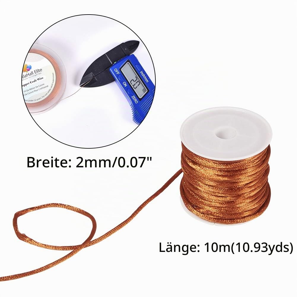 PH PandaHall Kumihimo Nylonschnur, 30 Farben, 2 mm, Nylonschnur, Satinband, für Herstellung von Knoten, Armband, Halskette, Perlen, Kumihimo, 10 m