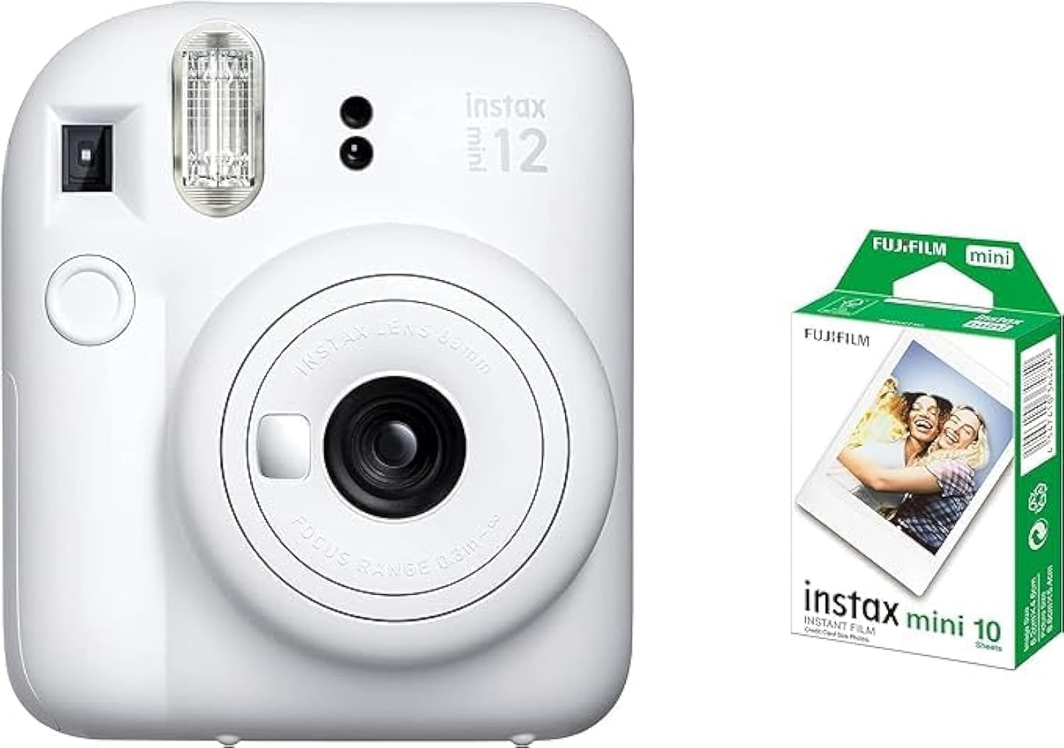 Fujifilm Instax - Camera Mini 12 in argilla bianca con confezione da 10 pellicole
