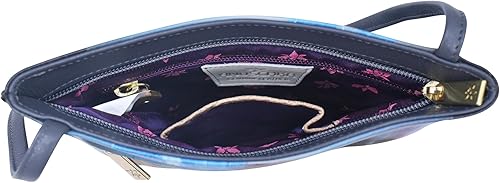 Miniatura 6 de Anuschka Bandolera delgada pintada a mano para mujer con cremallera frontal, cierre de cremallera superior, bolsillos multiusos y funda óptica