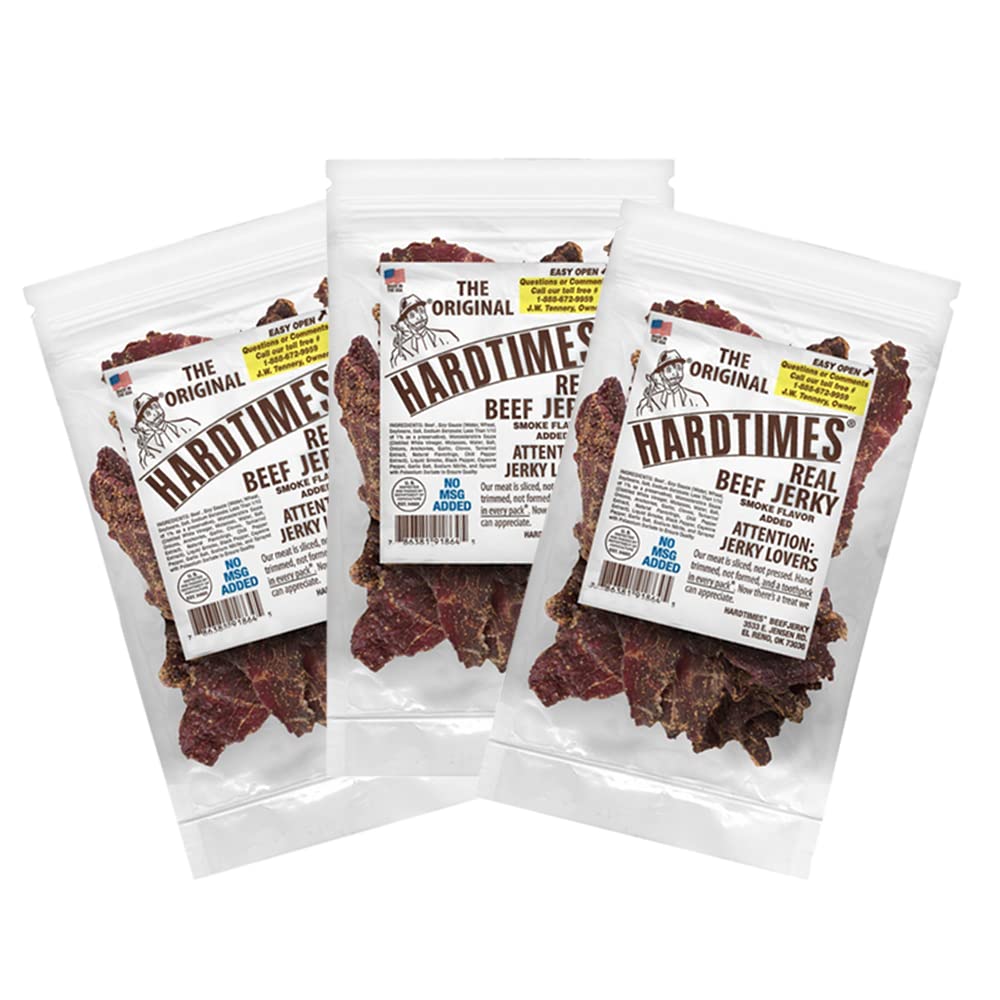 Hardtimes Handcrafted Beef Jerky - Original Flavor - 3 Pack of 4 oz. Bags