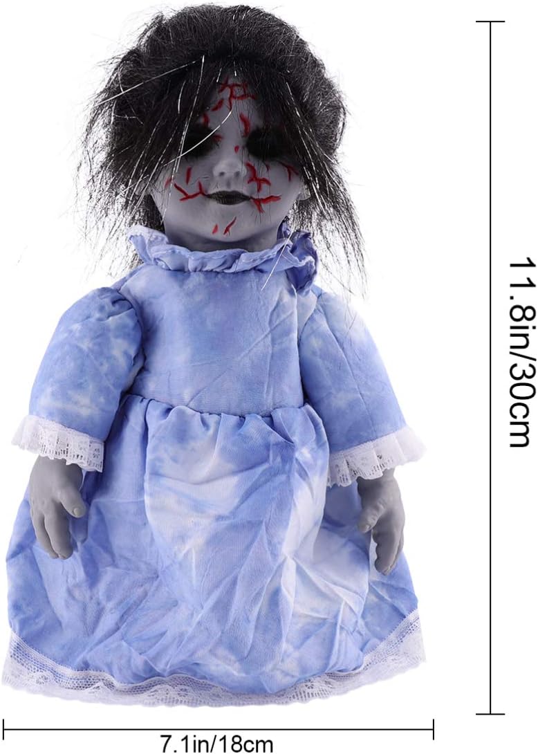 TOYANDONA Outdoor Decor 1Pcs Halloween Scary Doll, Sound- Activated Walking Doll Halloween Glowing Creepy for Haunted House Decor (Without Battery) Haunted