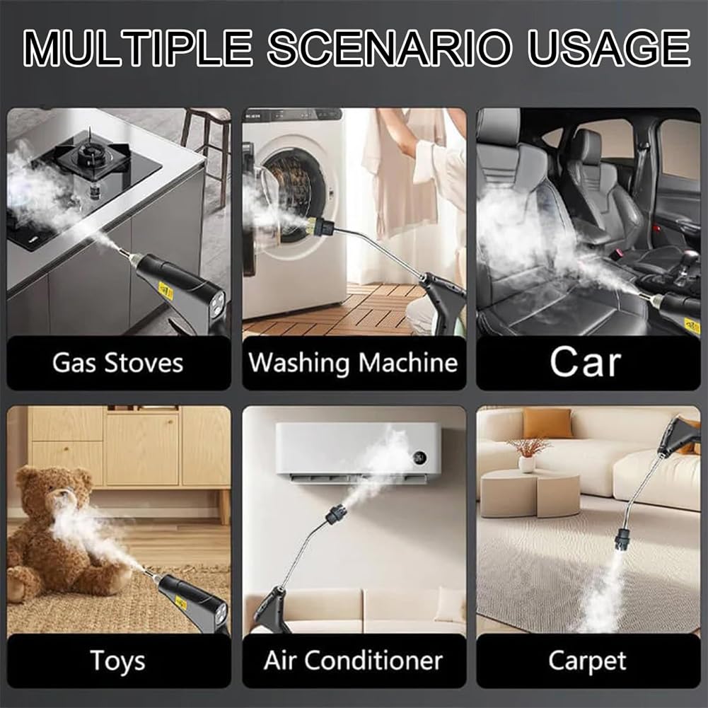 Limpiador de vapor a presión de alta temperatura de 2500 W, máquina de limpieza a vapor portátil de alta temperatura, limpiador de motor multiusos con cabezales de cepillo para detalles automáticos