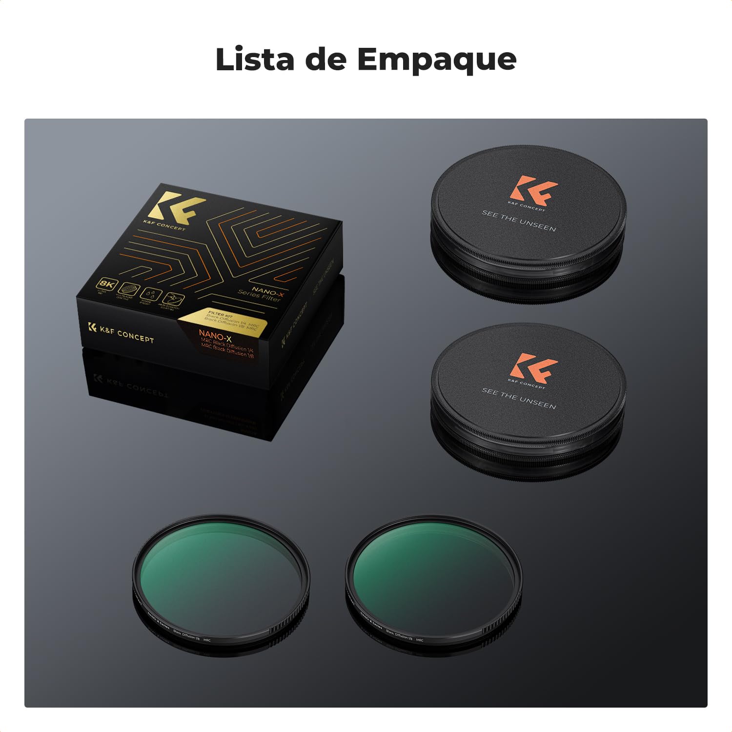 K&F CONCEPT Nano-Xcel 2 Pack 77MM Filtros Black-Mist 1/8 + Difusión 1/4 | con Revestimiento Nano de Vidrio Óptico para Suavizador de Retrato Imagen y Vídeo - FS702