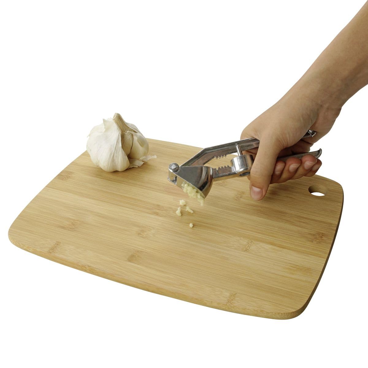 Fackelmann Prensa ajos Profesional Manual para machacar o prensar Jengibre y Patata-Cascanueces-Deshuesador de Aceitunas o Cerezas, Aluminio, 15,5x5x3cm