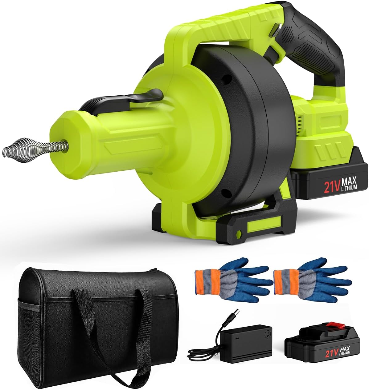 Ublue 21V Cordless Electric Drain Auger, 25Ft Auto-Feed Snake for Sink